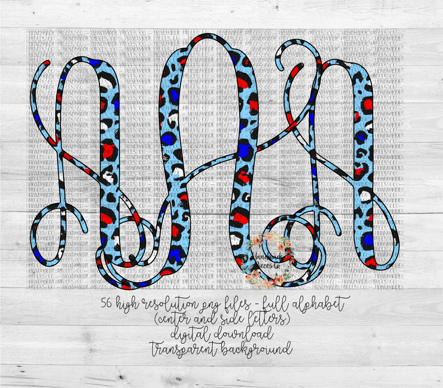 Leopard Monogram, Patriotic Version 3 - Multiple Styles - Digital Download