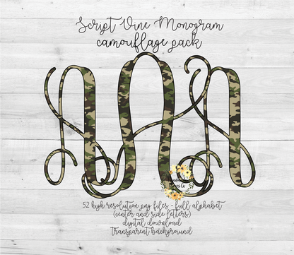 Camouflage 1 Monogram - Multiple Styles - Digital Download