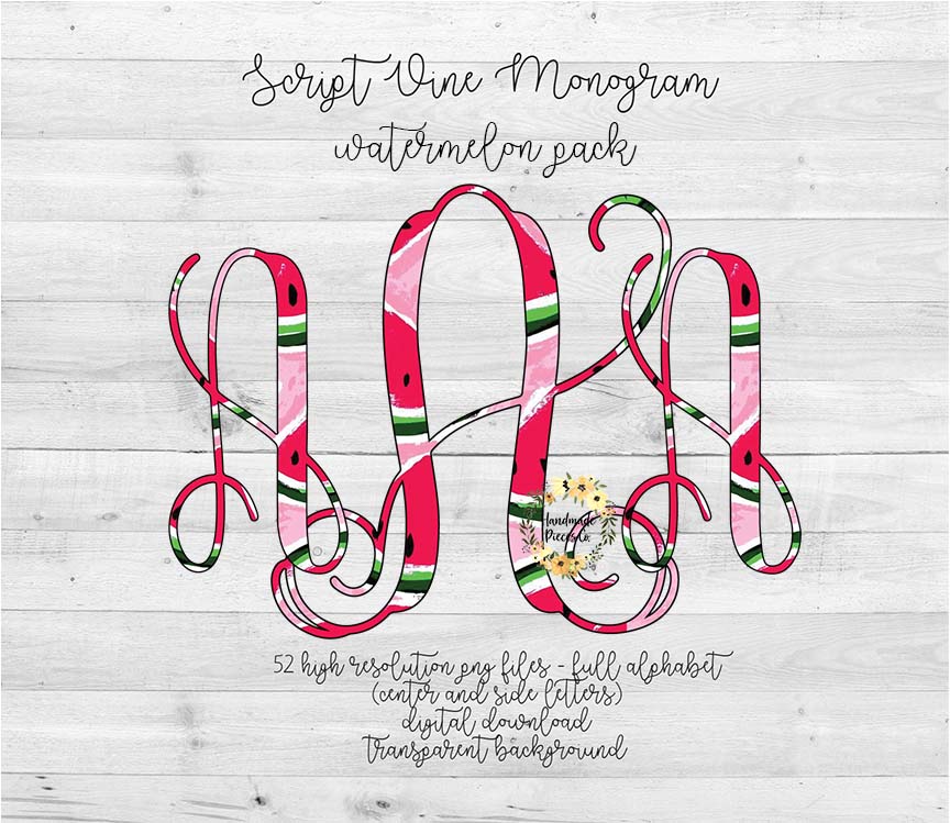 Watermelon Monogram - Multiple Styles - Digital Download