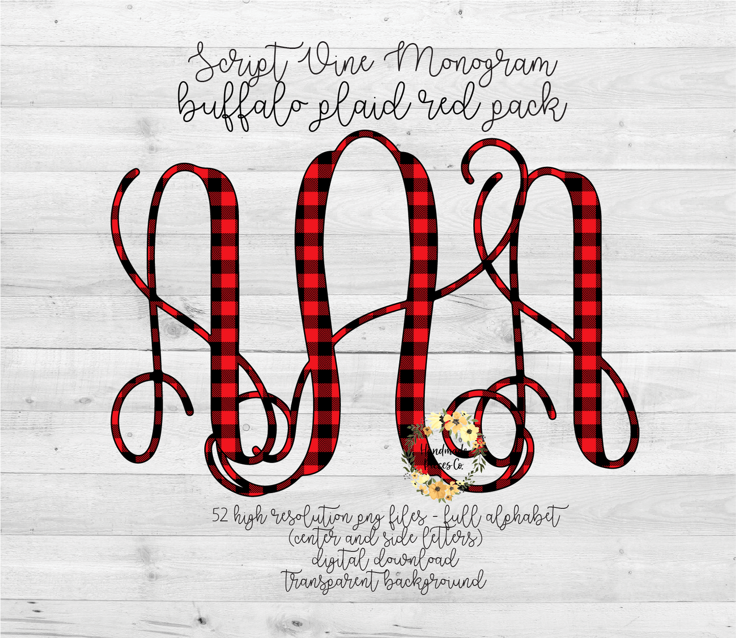 Buffalo Plaid, Red Monogram - Multiple Styles - Digital Download