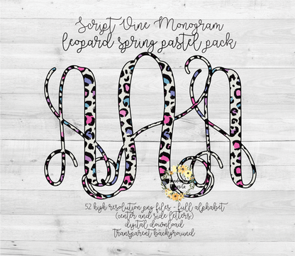 Leopard, Spring Pastel Monogram - Multiple Styles - Digital Download