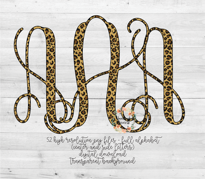 Leopard Monogram, Small Print - Multiple Styles - Digital Download