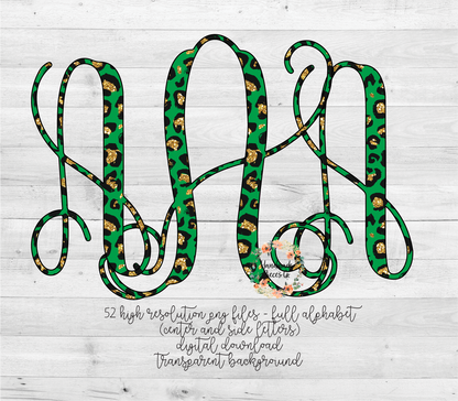 Leopard, Green Gold Glitter Monogram - Multiple Styles - Digital Download