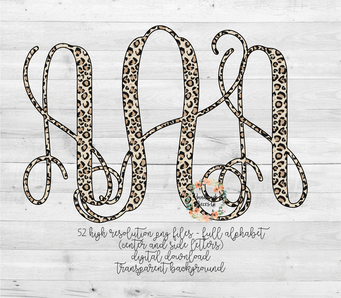 Leopard, Light Monogram, Small Print - Multiple Styles - Digital Download