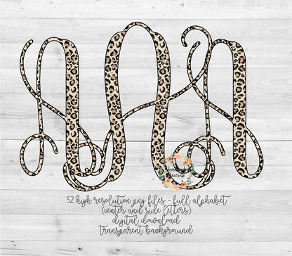 Leopard, Light Monogram, Small Print - Multiple Styles - Digital Download