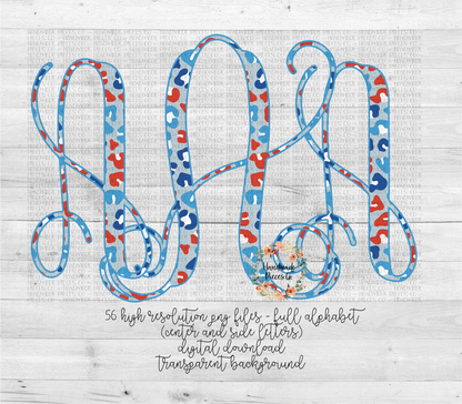 Patriotic Leopard Monogram, Version 1 - Multiple Styles - Digital Download