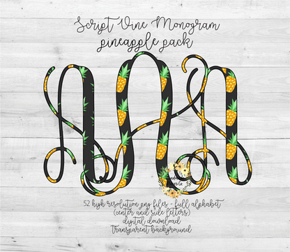 Pineapple Monogram - Multiple Styles - Digital Download