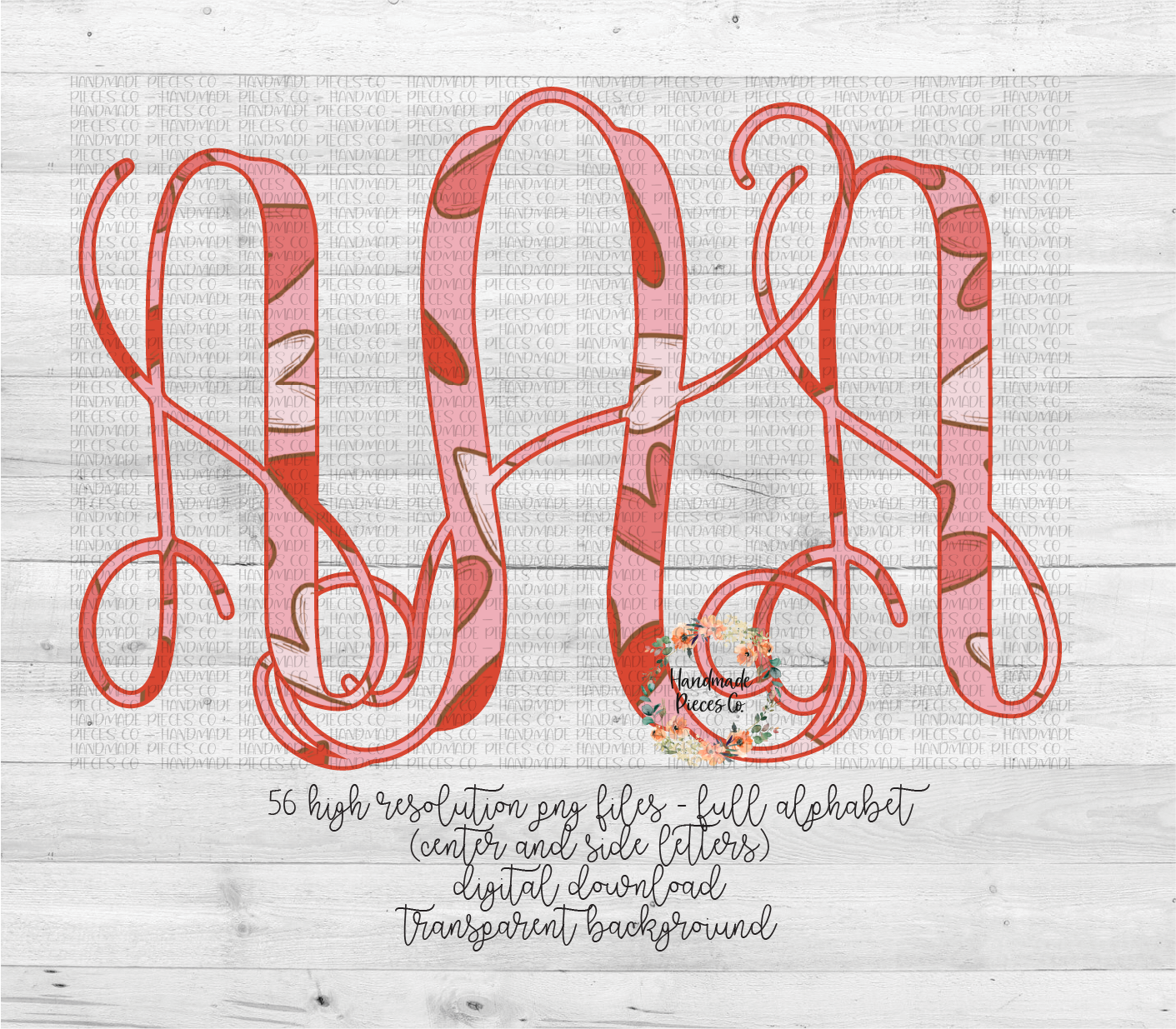 Heart Doodle Monogram - Multiple Styles - Digital Download