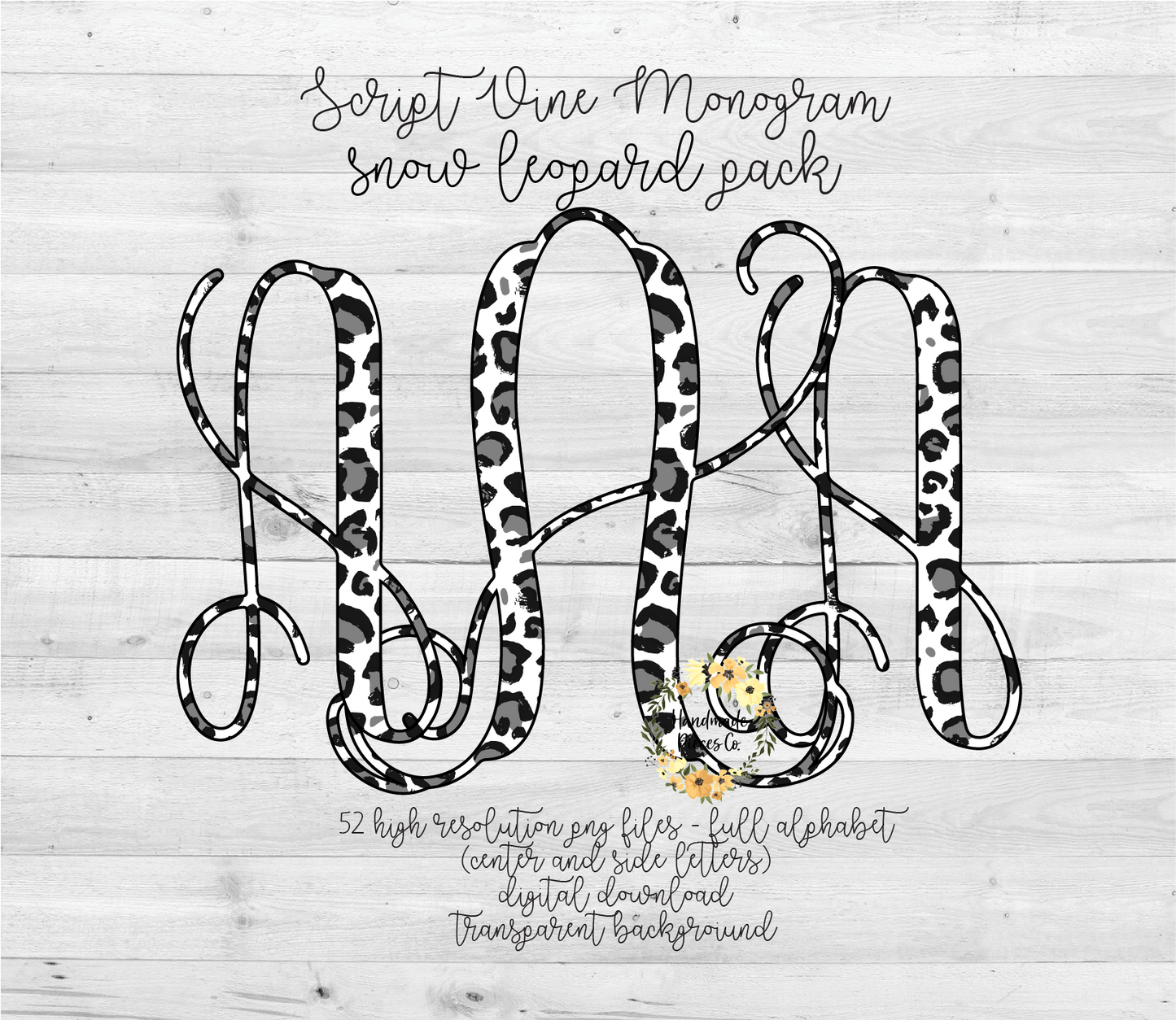 Leopard, Snow Monogram - Multiple Styles - Digital Download