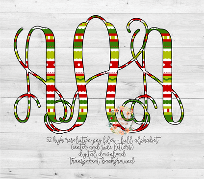 Christmas Wrapping Paper Monogram - Multiple Styles - Digital Download