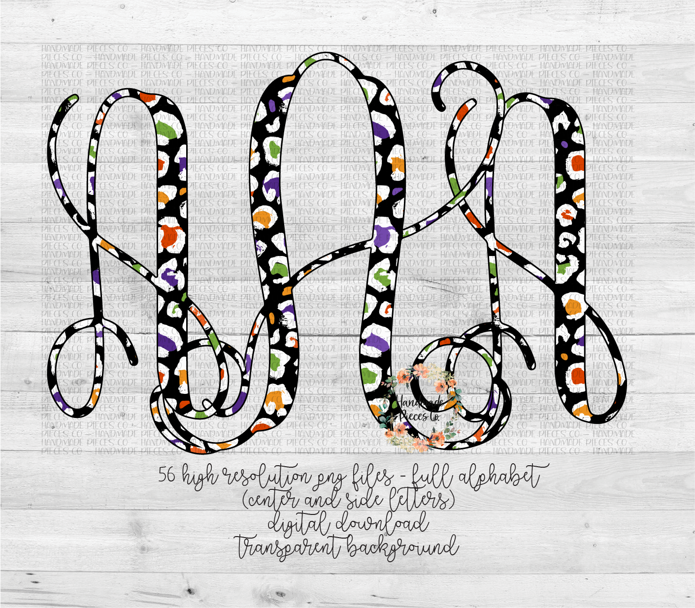 Halloween Monogram, Leopard Pattern 2 - Multiple Styles - Digital Download