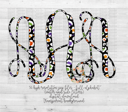 Halloween Monogram, Leopard Pattern 2 - Multiple Styles - Digital Download