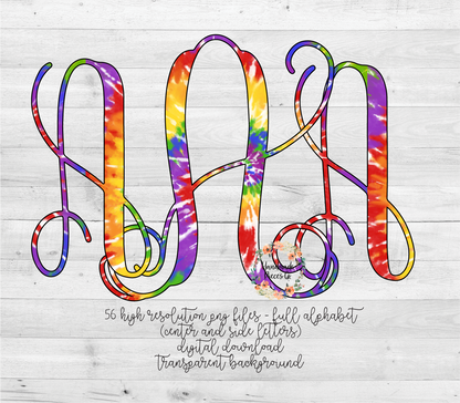 Tie Dye Monogram, Version 3 - Multiple Styles - Digital Download