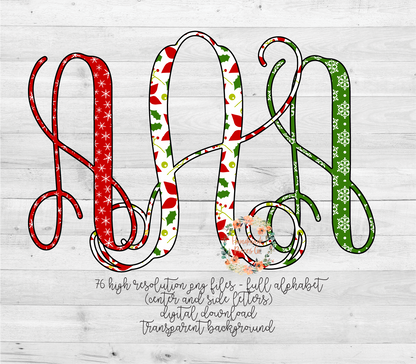 Christmas Trio Monogram - Multiple Styles - Digital Download