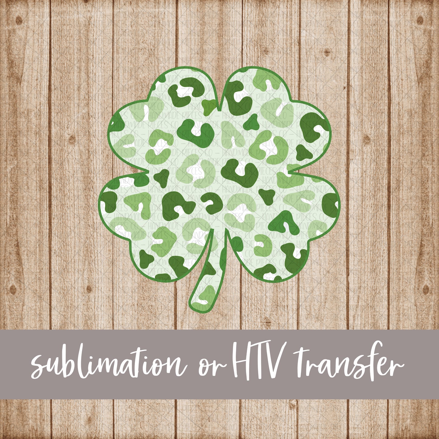 Shamrock, Green Leopard Pattern  - Sublimation or HTV Transfer