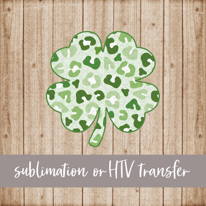 Shamrock, Green Leopard Pattern  - Sublimation or HTV Transfer