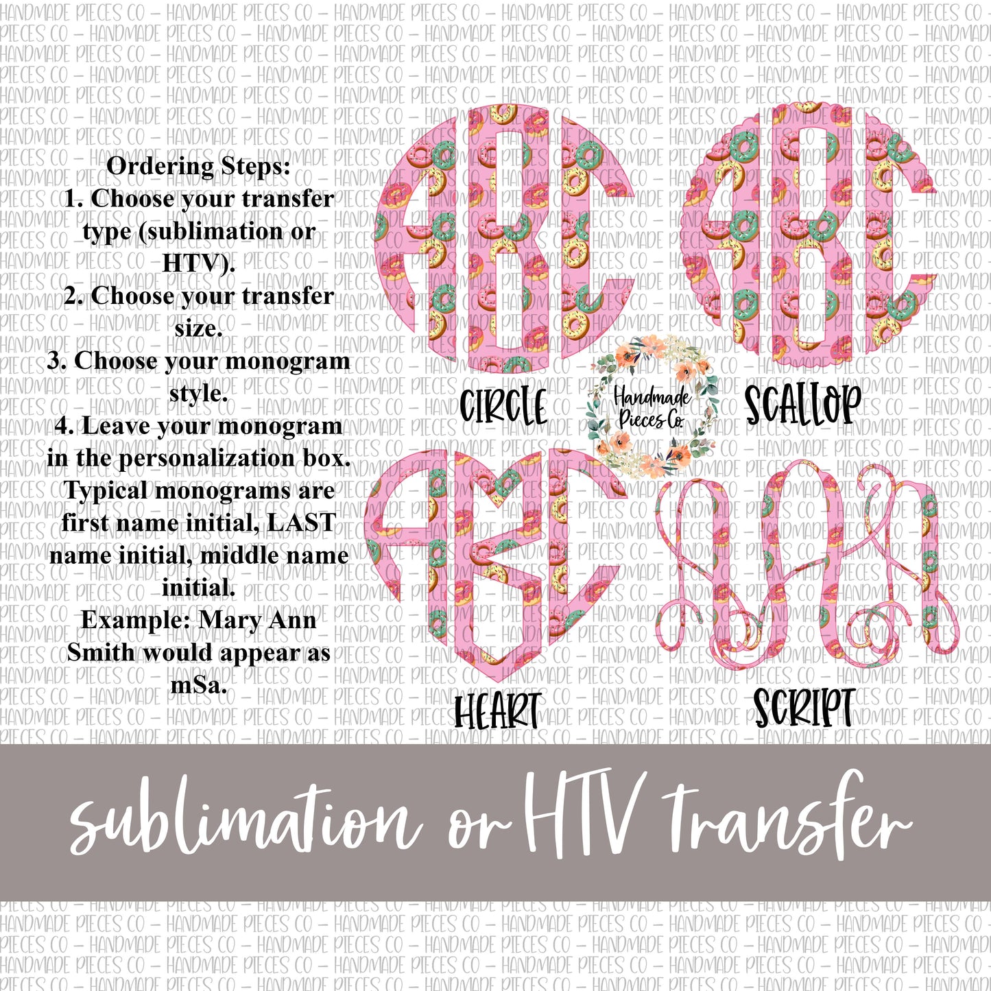 Donut Monogram, Donut 2 - Sublimation or HTV Transfer