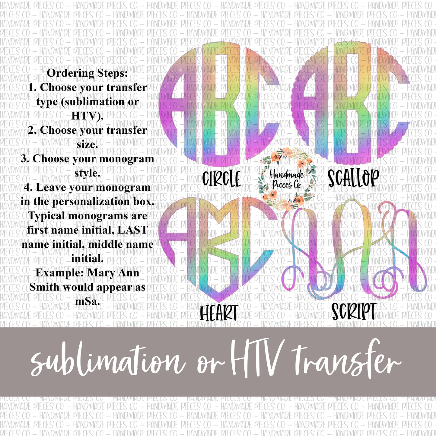 Galaxy Monogram, Galaxy 2 - Sublimation or HTV Transfer