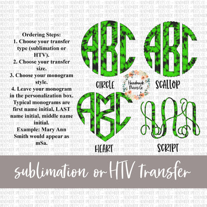 Halloween Tie Dye Monogram, Green - Sublimation or HTV Transfer