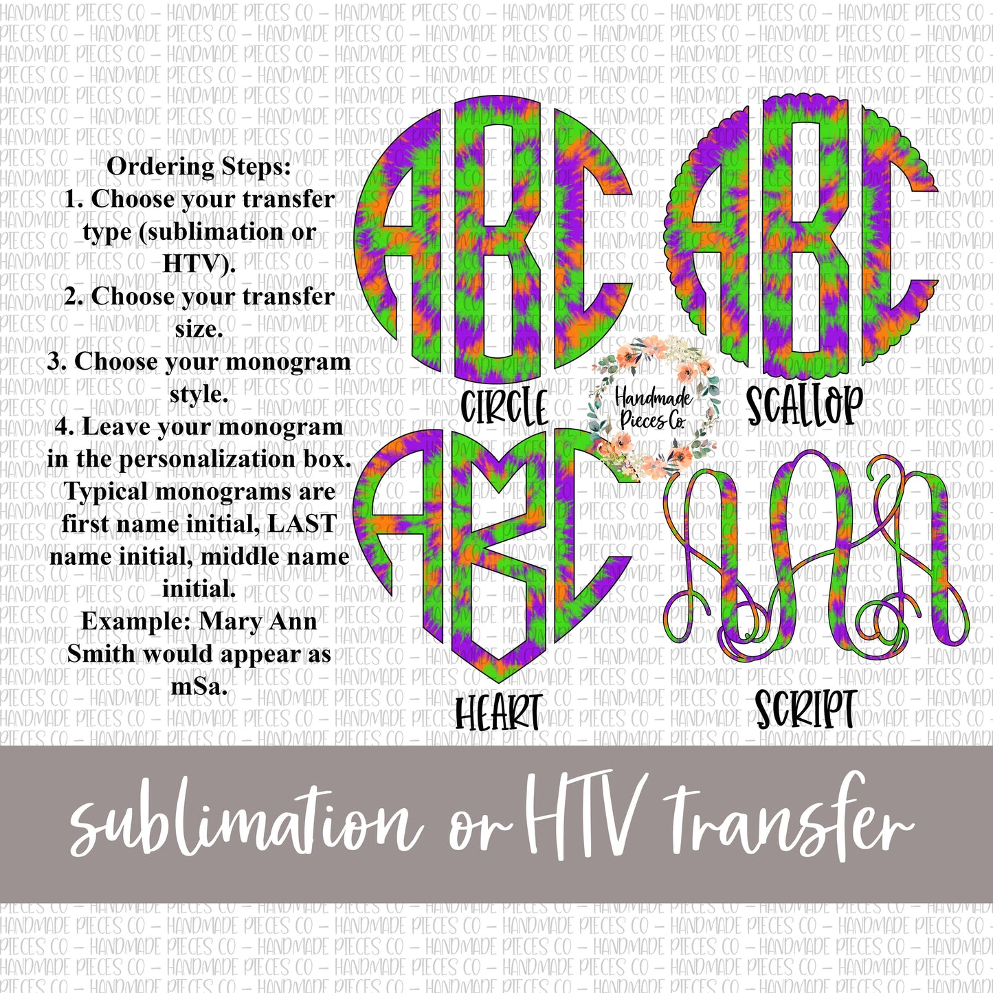 Halloween Tie Dye Monogram, Mix 1 - Sublimation or HTV Transfer