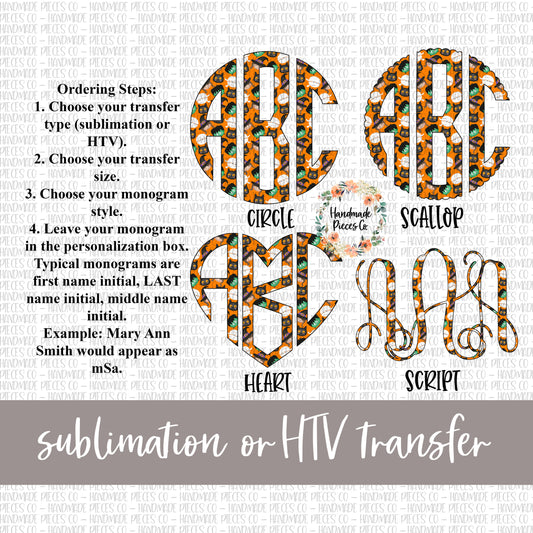 Halloween Monogram, Pattern 3 - Sublimation or HTV Transfer