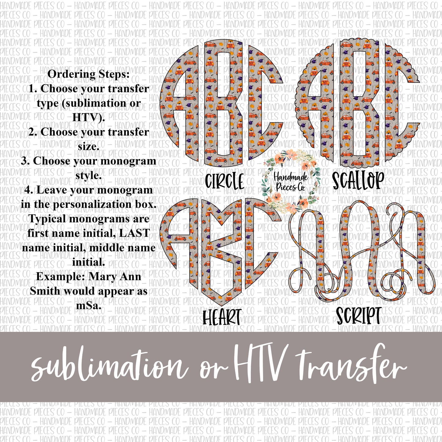 Halloween Monogram, Beetle - Sublimation or HTV Transfer