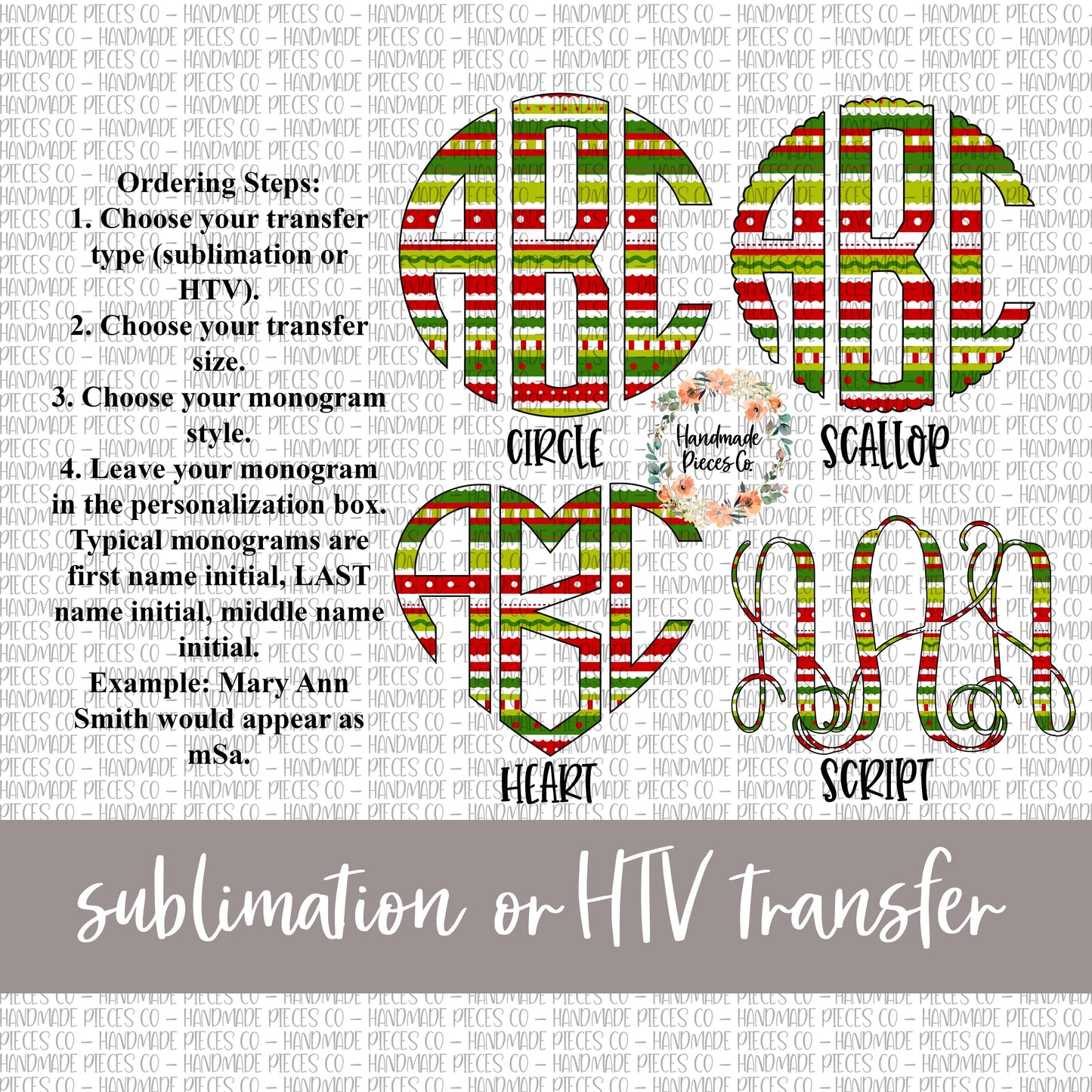 Christmas Wrapping Paper Monogram - Sublimation or HTV Transfer