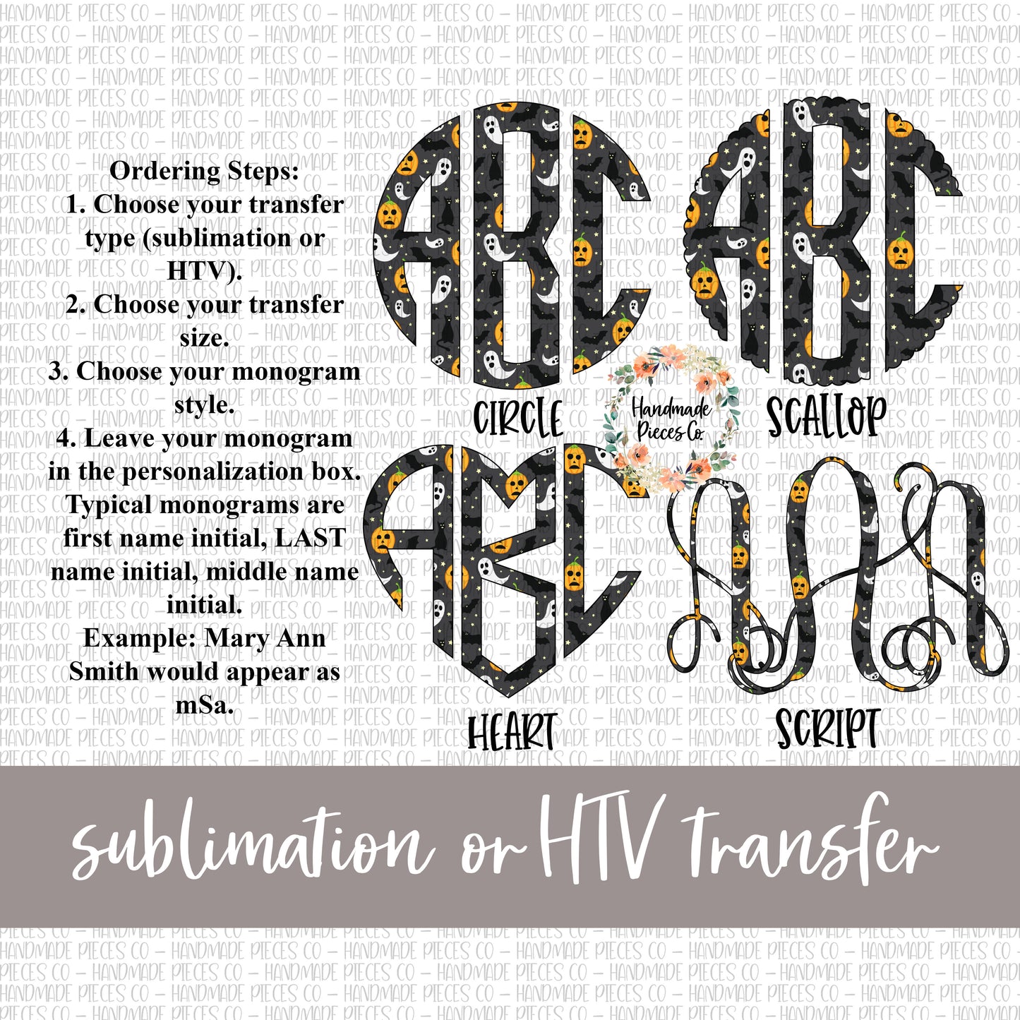 Halloween Monogram - Sublimation or HTV Transfer