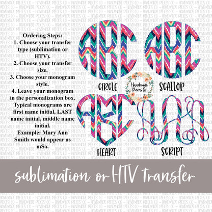 Hearts a Flutter Monogram - Sublimation or HTV Transfer