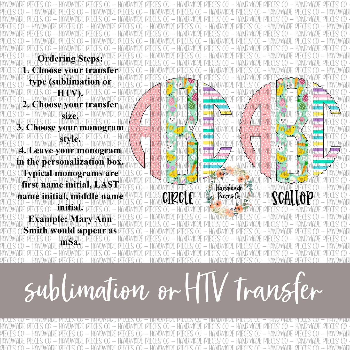 Easter Trio Monogram - Sublimation or HTV Transfer