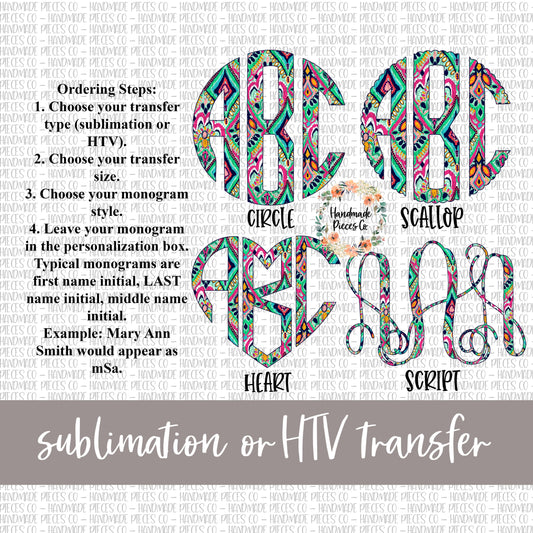 Crown Jewels Monogram - Sublimation or HTV Transfer