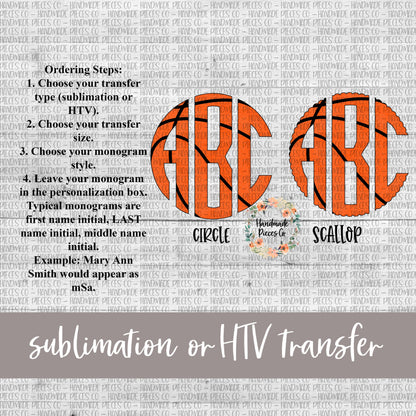 Basketball Monogram - Sublimation or HTV Transfer