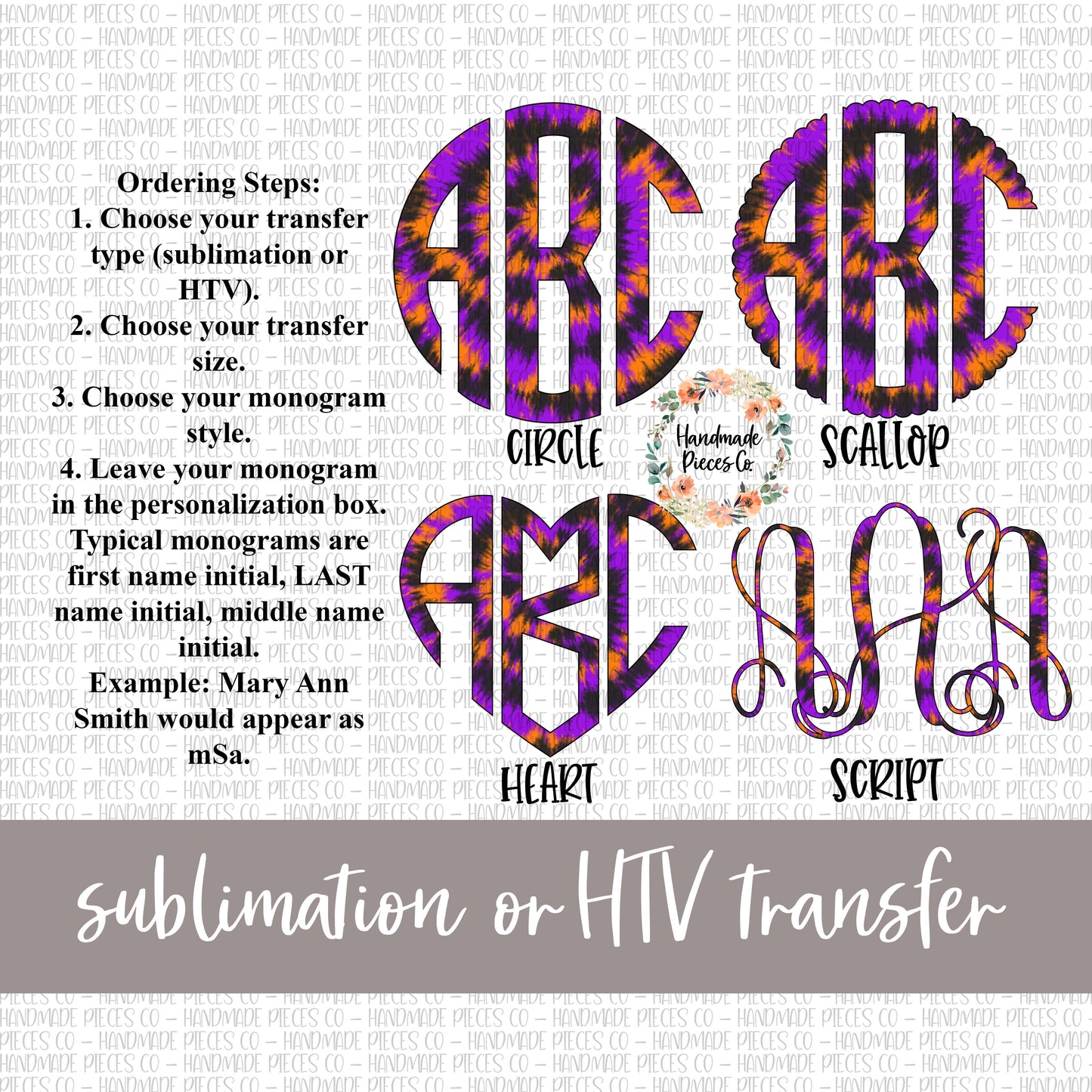 Halloween Tie Dye Monogram, Mix 2 - Sublimation or HTV Transfer