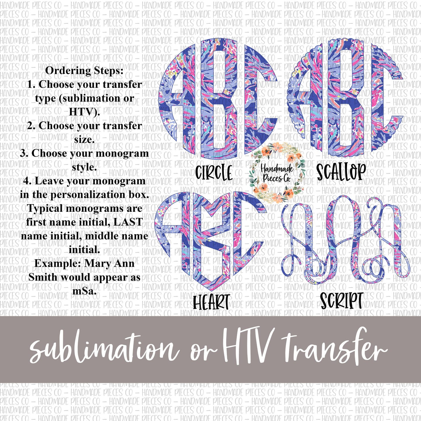 Shrimply Chic Monogram - Sublimation or HTV Transfer