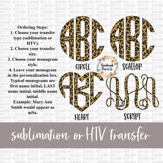 Leopard Monogram - Sublimation or HTV Transfer