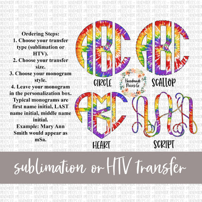 Tie Dye Monogram, Version 3 - Sublimation or HTV Transfer