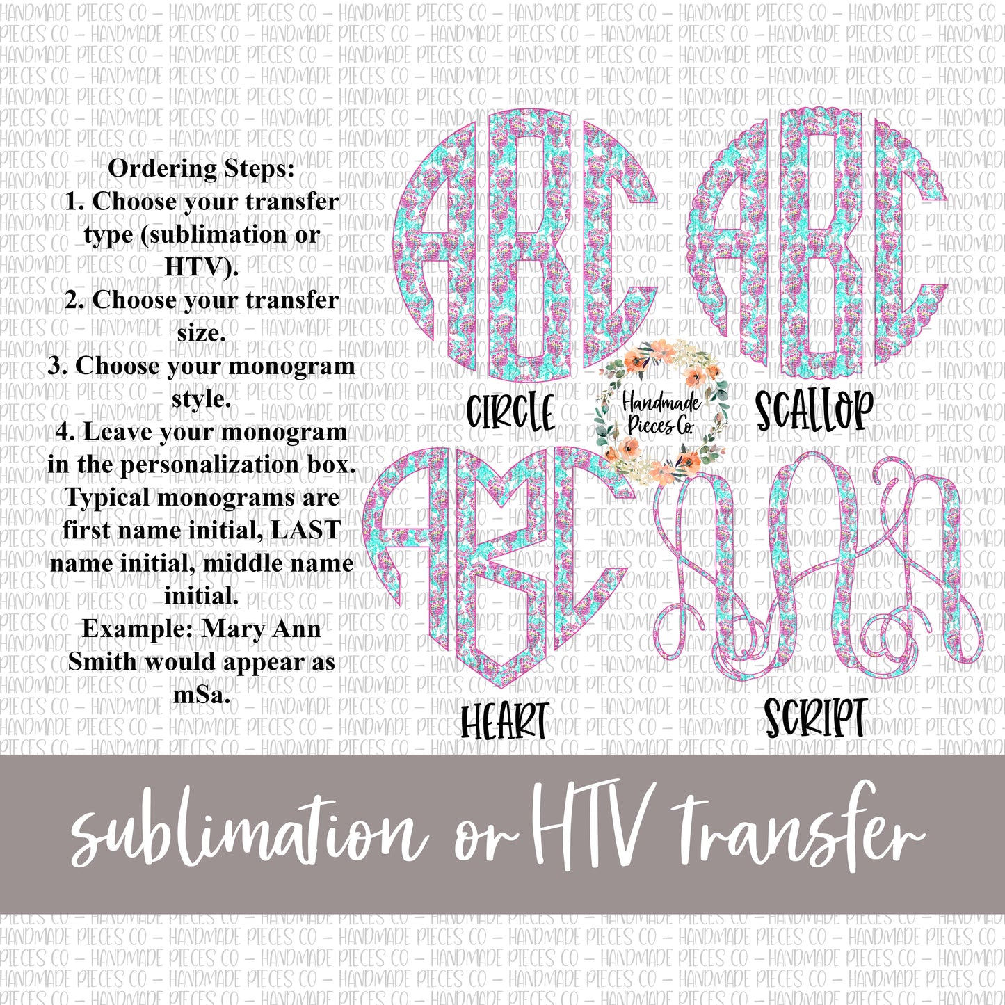 Seahorse Monogram - Sublimation or HTV Transfer