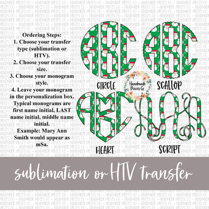 Santa Monogram, Green - Sublimation or HTV Transfer