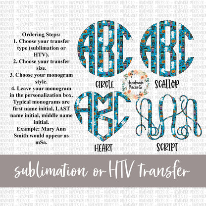 Halloween Monogram, Pattern 1 - Sublimation or HTV Transfer