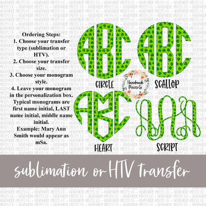 Shamrock Monogram - Sublimation or HTV Transfer