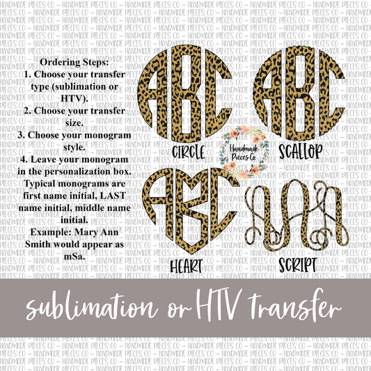 Cheetah Monogram - Sublimation or HTV Transfer