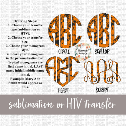 Halloween Tie Dye Monogram, Orange - Sublimation or HTV Transfer