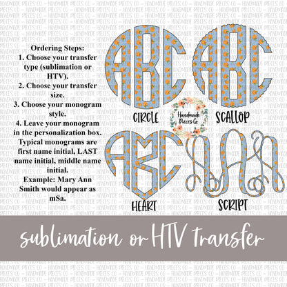 Peach Monogram - Sublimation or HTV Transfer