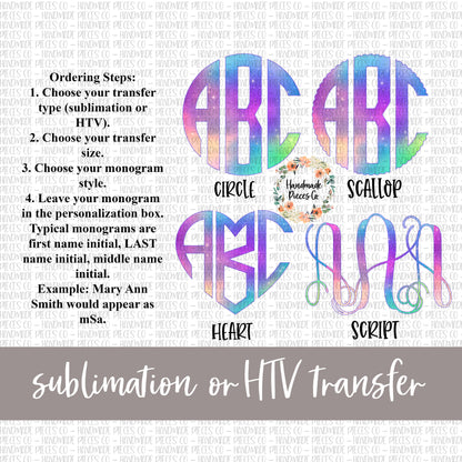 Galaxy Monogram, Galaxy 1 - Sublimation or HTV Transfer