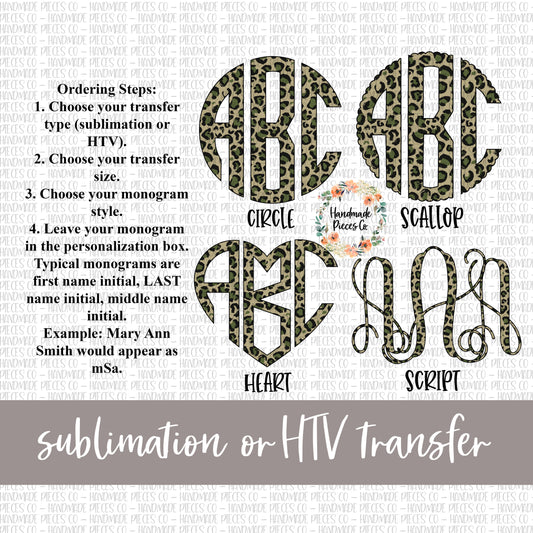 Leopard Camo Monogram - Sublimation or HTV Transfer