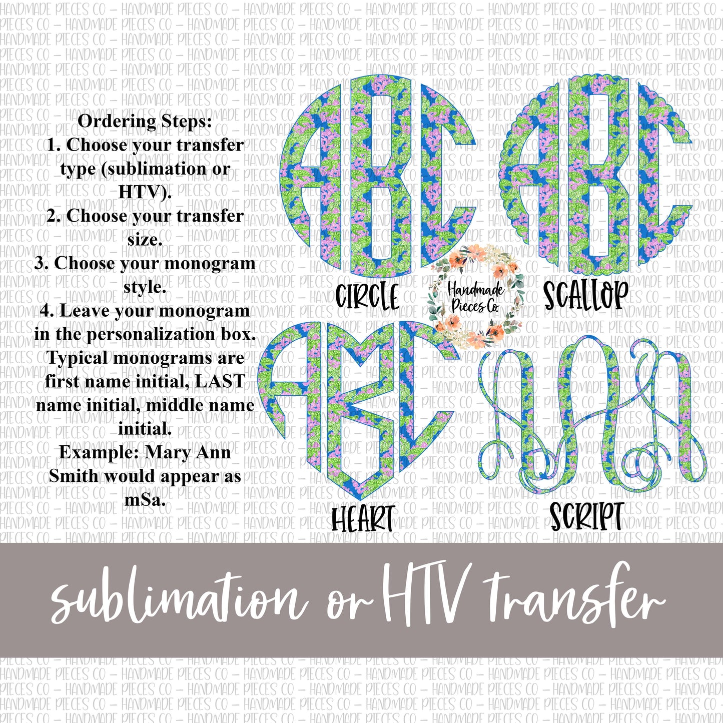 Sea Turtle Monogram - Sublimation or HTV Transfer