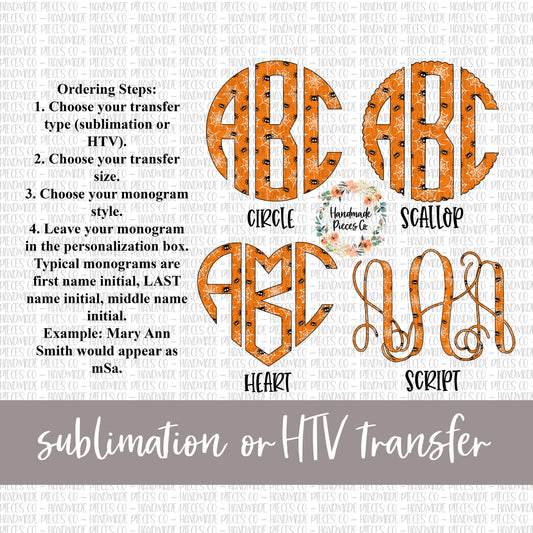 Halloween Spiders Monogram - Sublimation or HTV Transfer