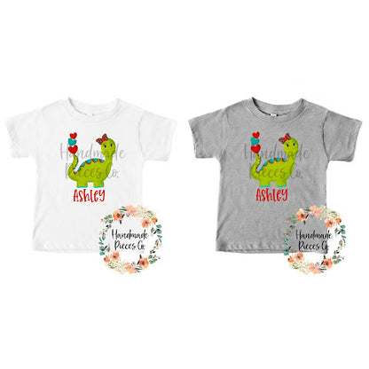 Dinosaur, Valentine's, Girl - Name Optional - Sublimation or HTV Transfer