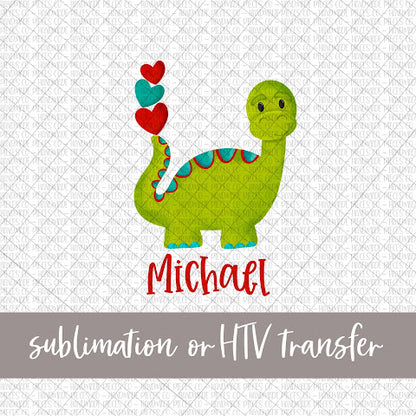 Dinosaur, Valentine's, Boy - Name Optional - Sublimation or HTV Transfer