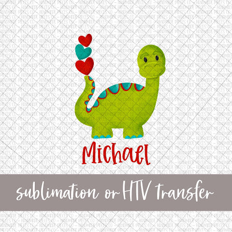 Dinosaur, Valentine's, Boy - Name Optional - Sublimation or HTV Transfer